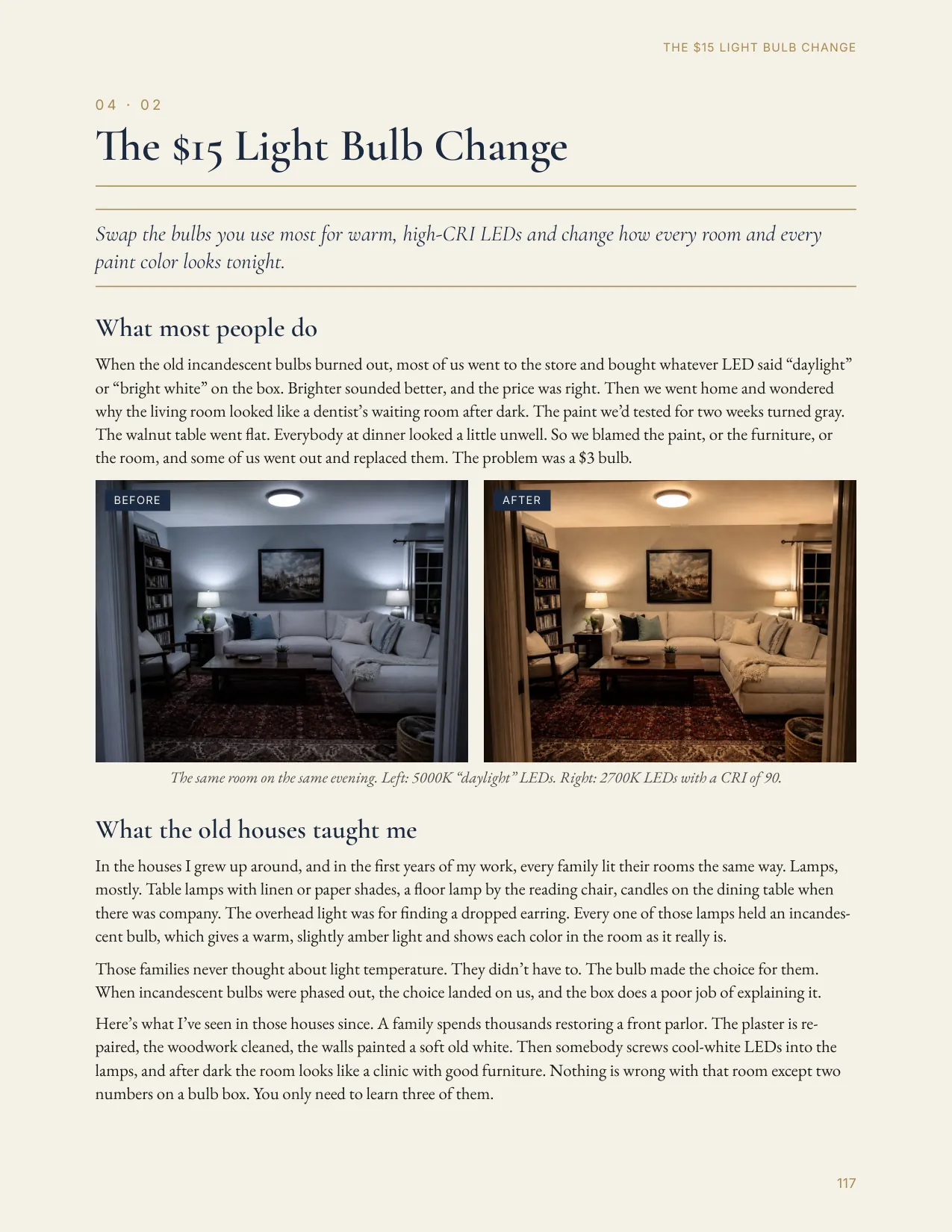 Home Manual p. 117: The $15 Light Bulb Change